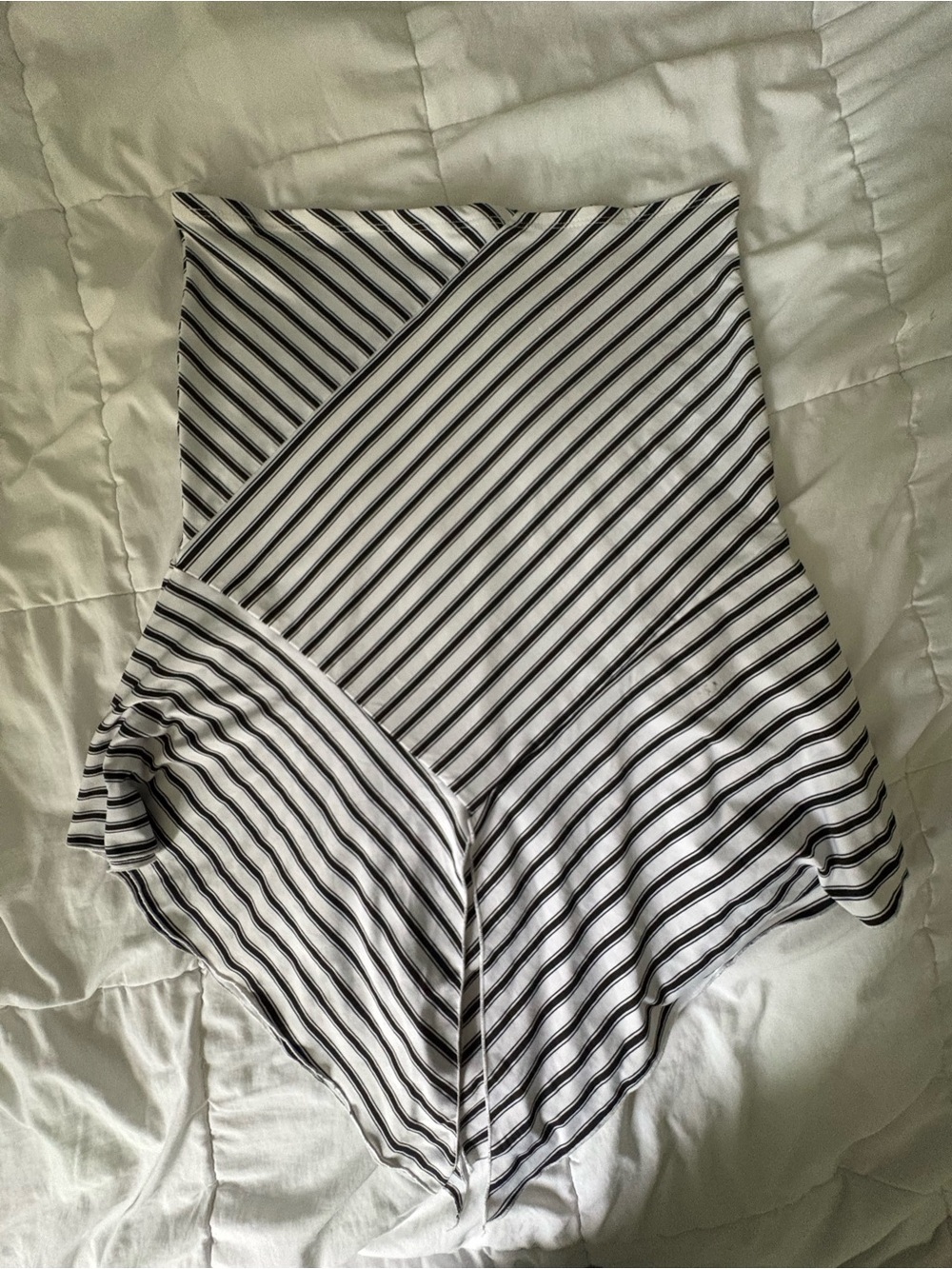 Vintage Lvl X Black and White Striped Angled Midi Skirt